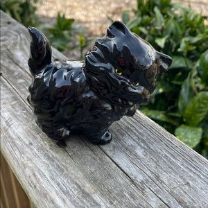Vintage ceramic black Persian cat figurine